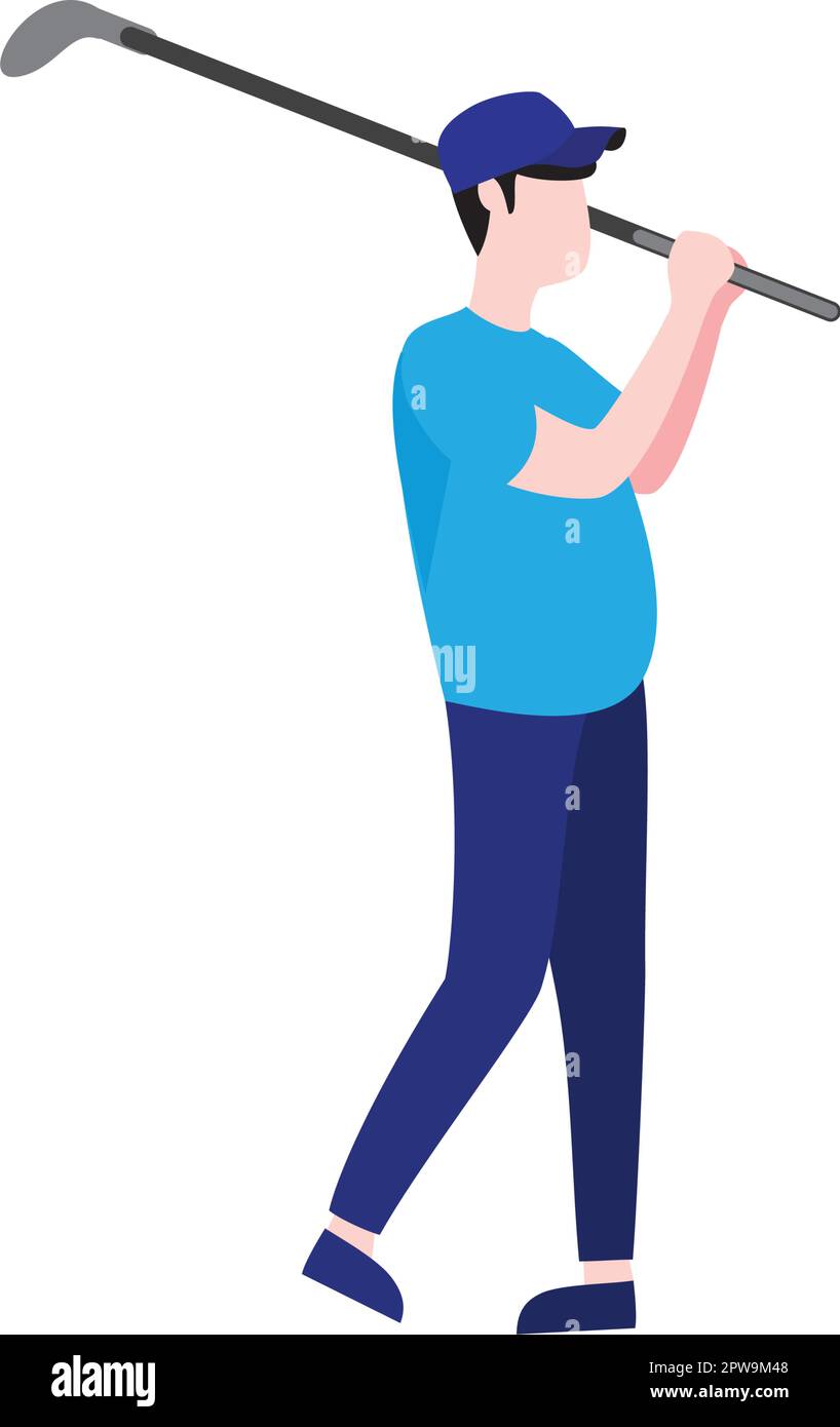Golfer Swing His Iron Golf Illustration with Cartoon Style Stock Vector