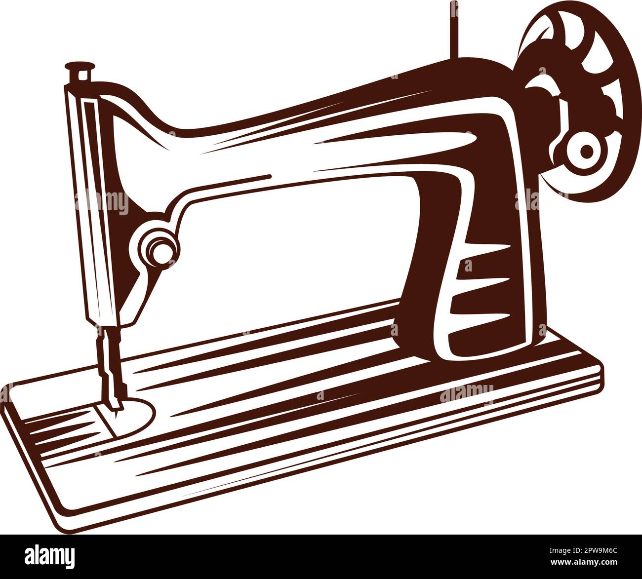 Vintage Sewing Machine Illustration with Silhouette Style Stock Vector