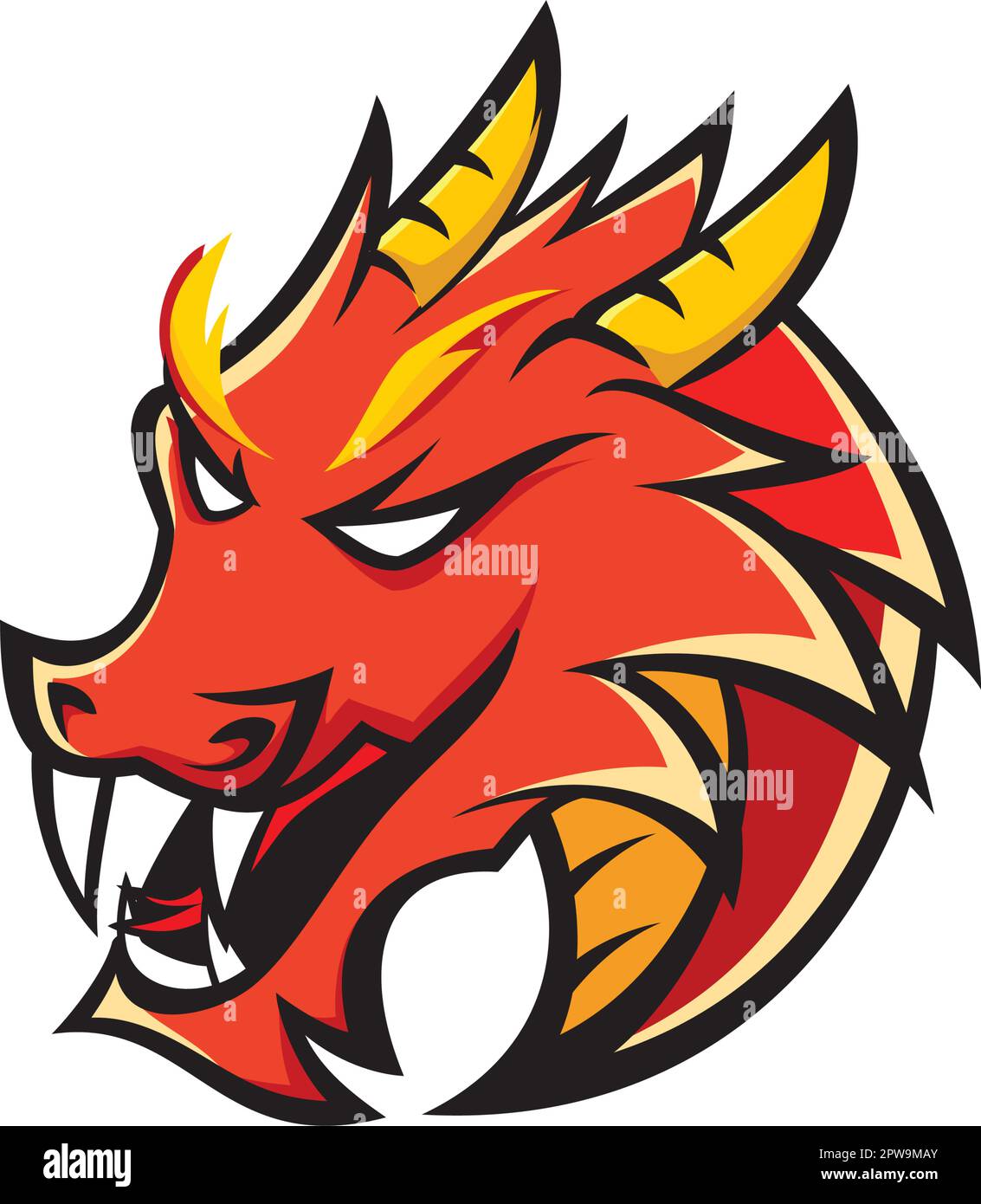 European Red Dragon Head Mascot and Emblem Stock Vector