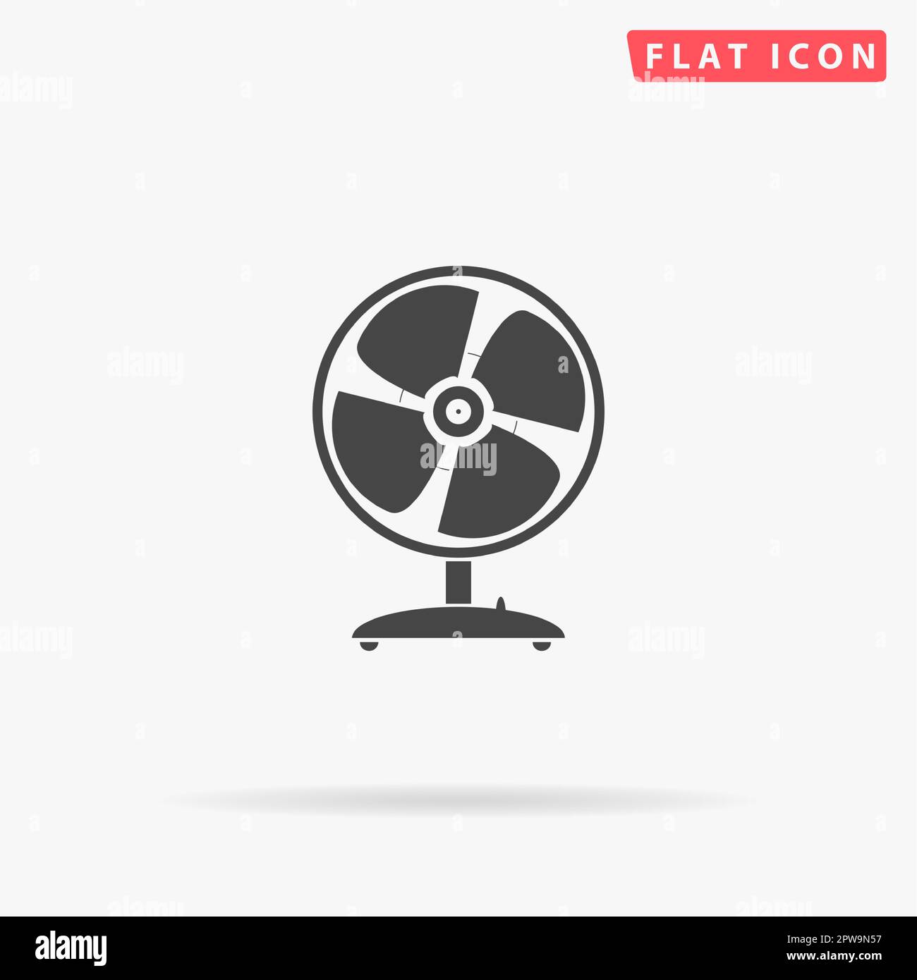 Table fan. Simple flat black symbol with shadow on white background