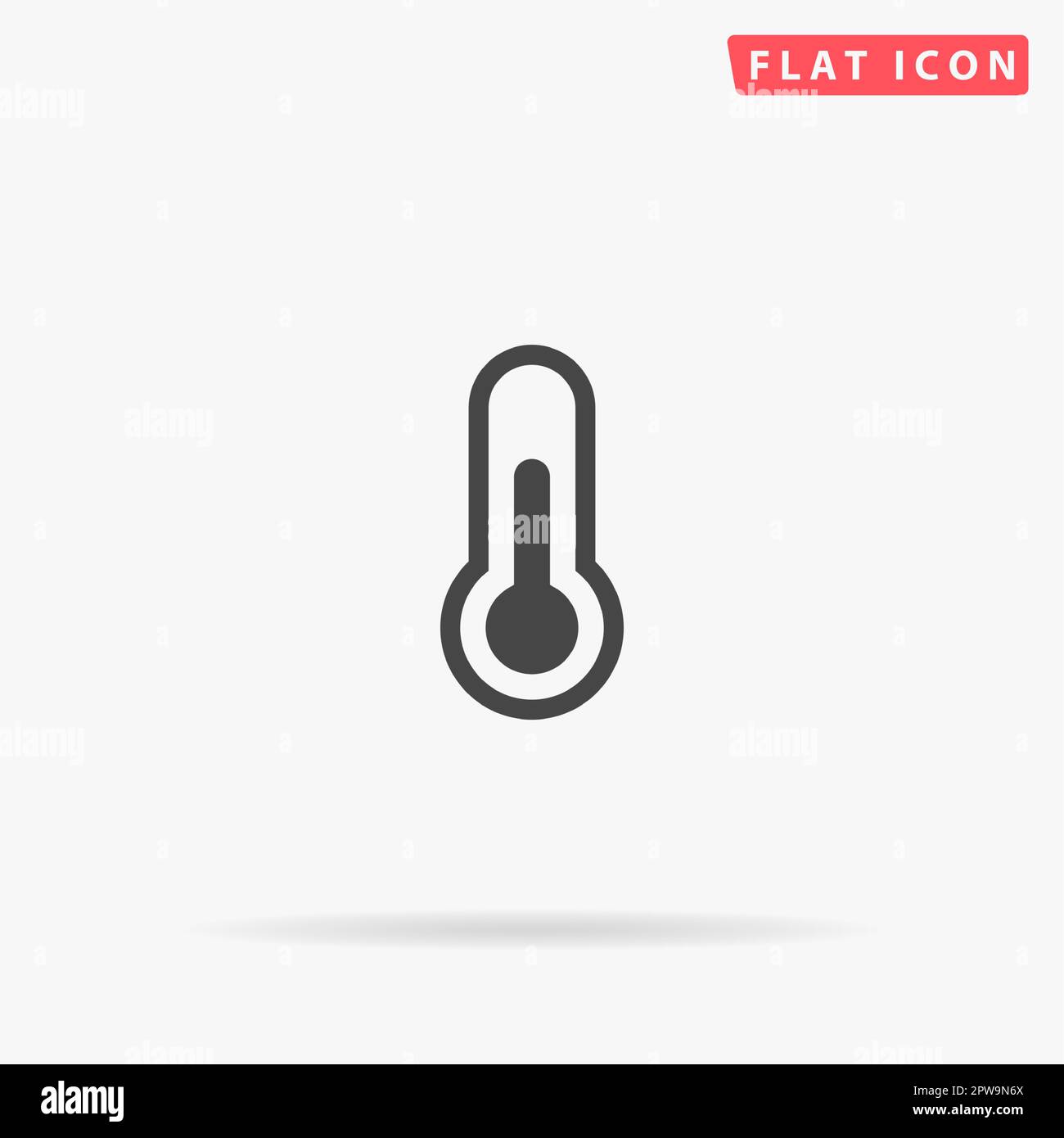 Thermometer. Simple flat black symbol with shadow on white background. Vector illustration pictogram Stock Vector