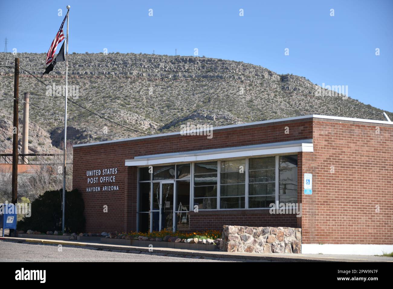 Hayden, AZ., U.S.A. 2/18/2023.  Founded in 1909 by the Kennecott Copper Corp. In 1912, the company built a 1,000 ft (300 m) smelter named the Hayden Stock Photo