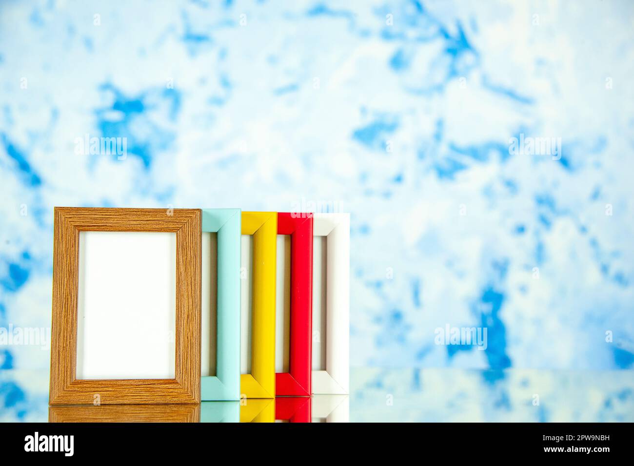 Side Colur Frame front view different picture frames with colored corners on the light ...