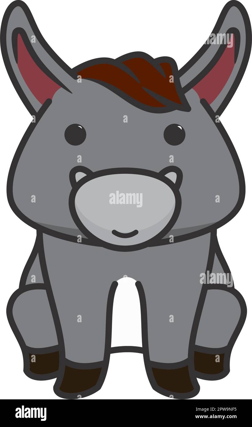 Cute and Sweet Donkey Illustration Stock Vector