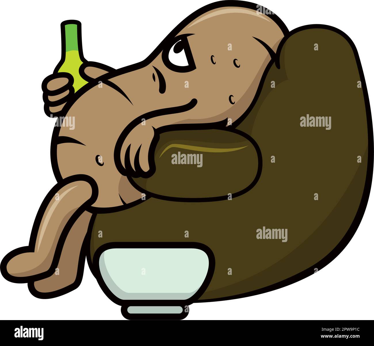 Couch Potato with Lazy Gesture Illustration Stock Vector