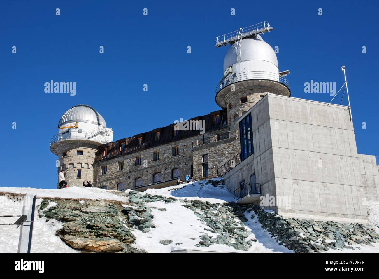 The observatory on top of Gornergrat in the Swiss Alps Stock Photo