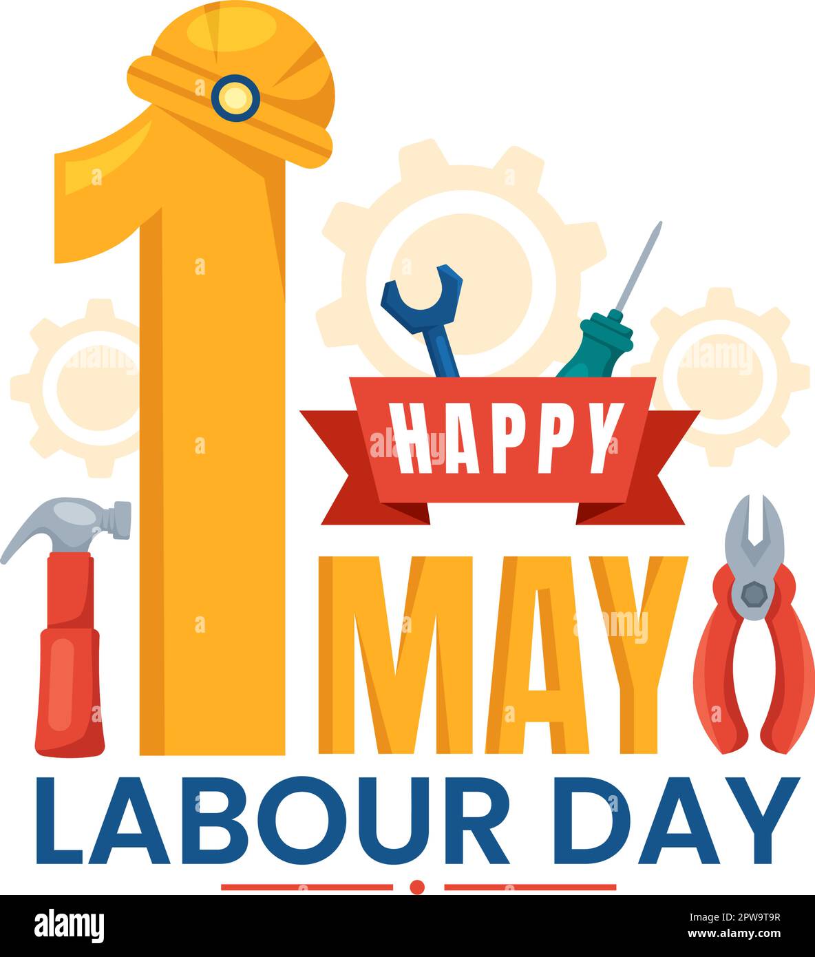 Happy Labor Day on 1 May Illustration with Different Professions and ...