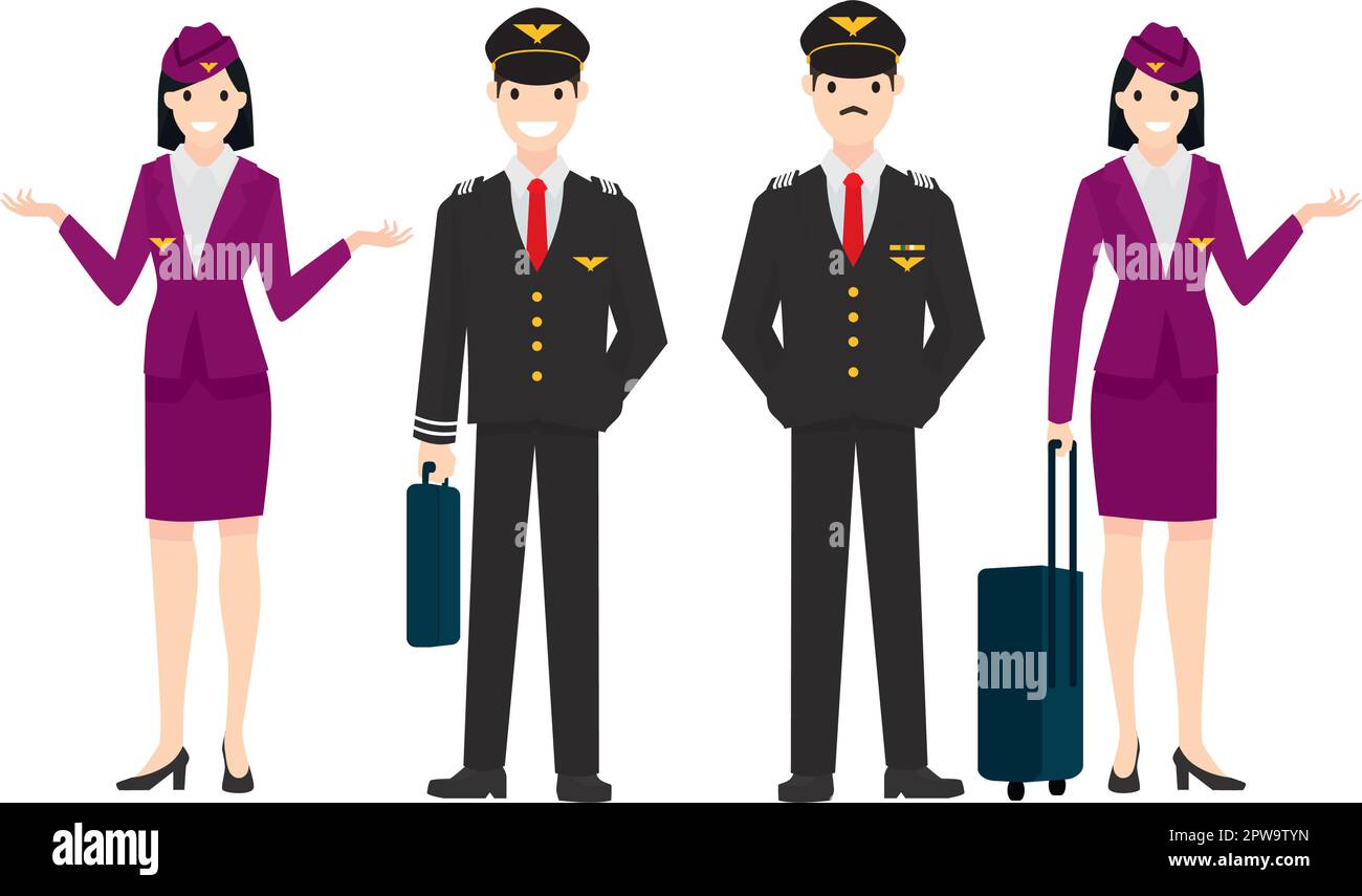 Pilots and Stewardesses Illustration Stock Vector