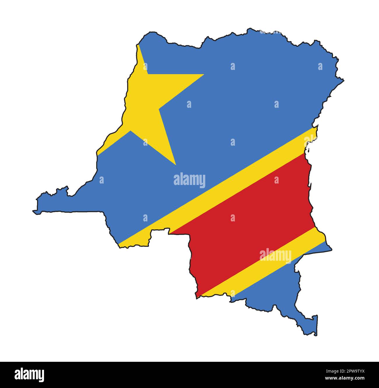 Map of democratic republic of congo with flag vector illustration hi ...
