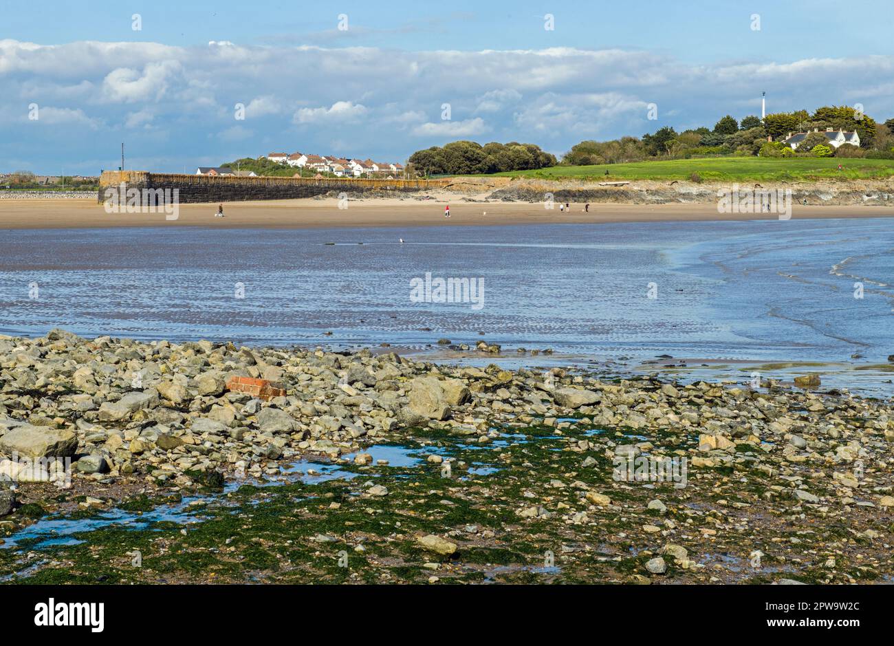 View across to Barry Island from The Knapp on the South Wales Coast on a sunny April day Stock Photo