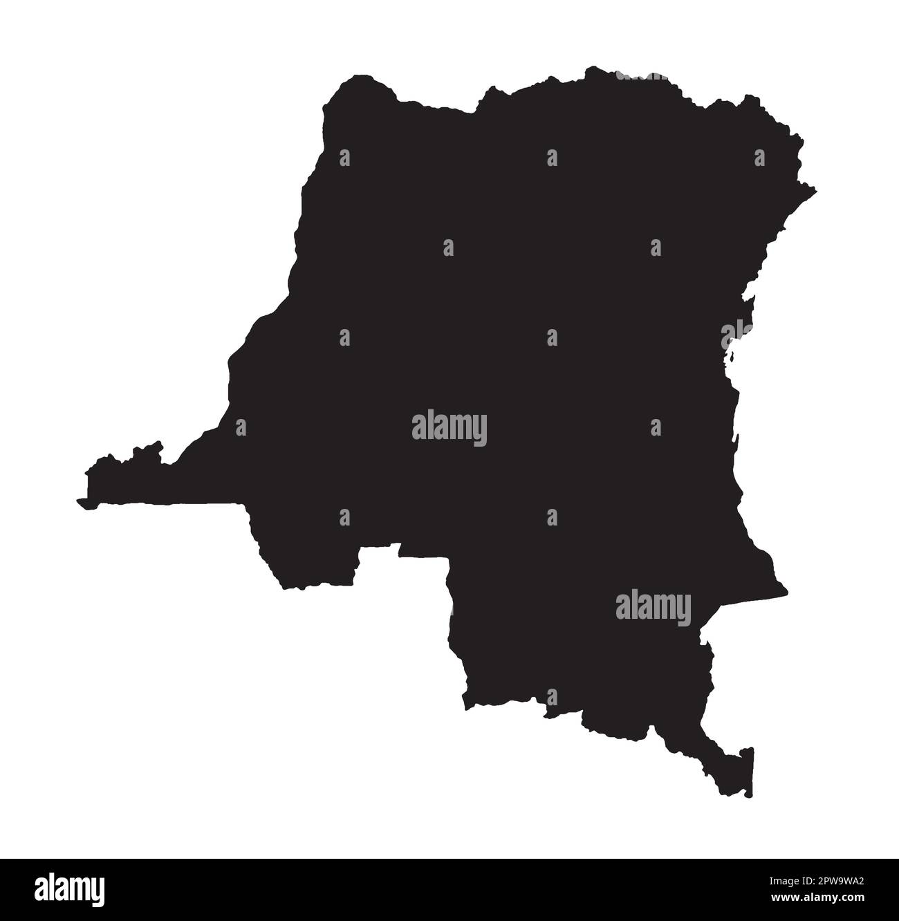 Democratic Republic of the Congo Silhouette Map Stock Vector Image ...
