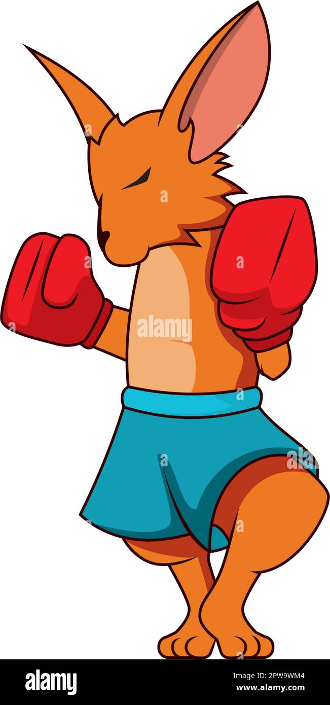 Boxing Kangaroo Character with Ready Stance Illustration Stock Vector