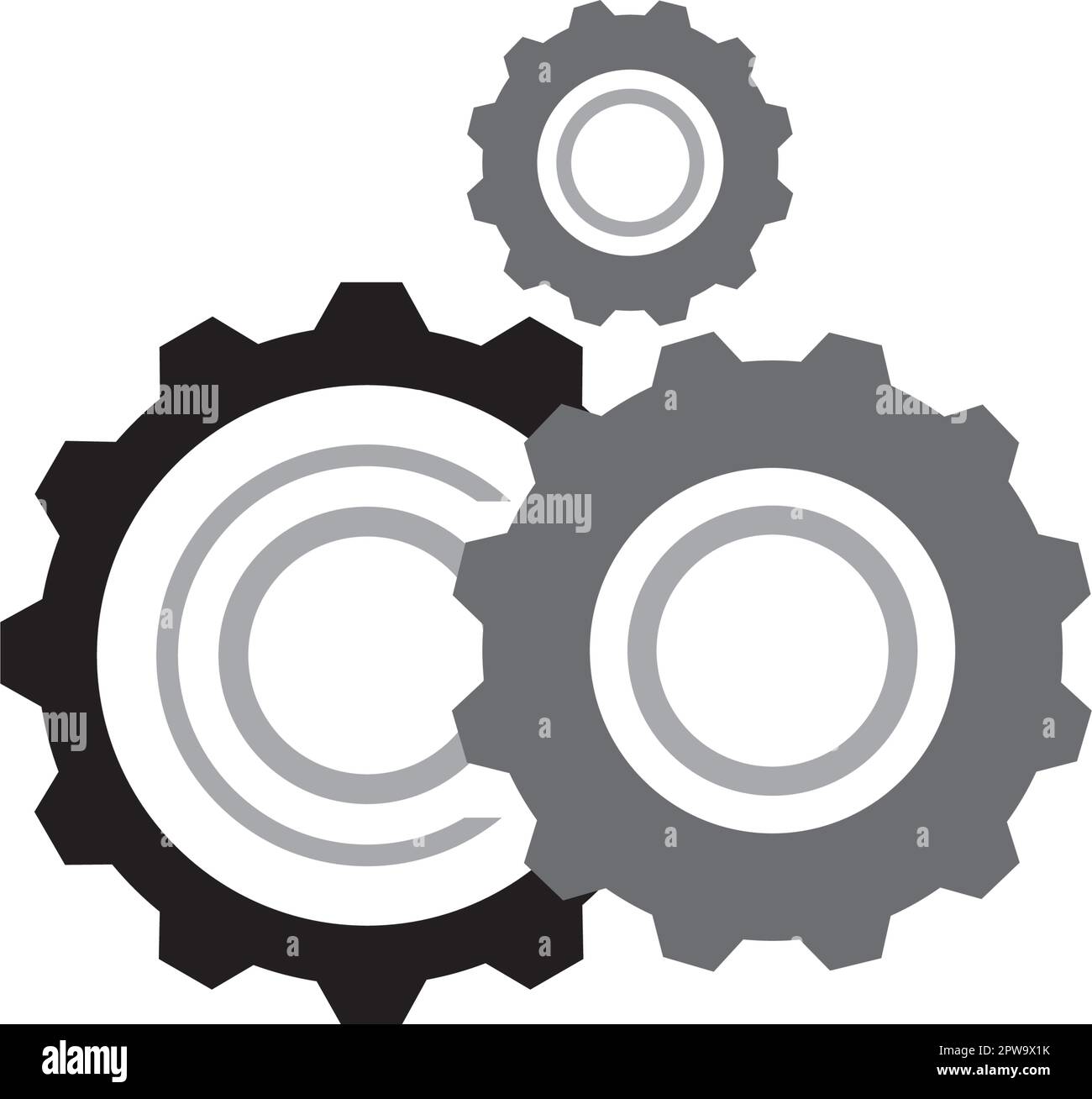 Simple Gears Symbol as Symbolization of Settings and Mechanics Stock