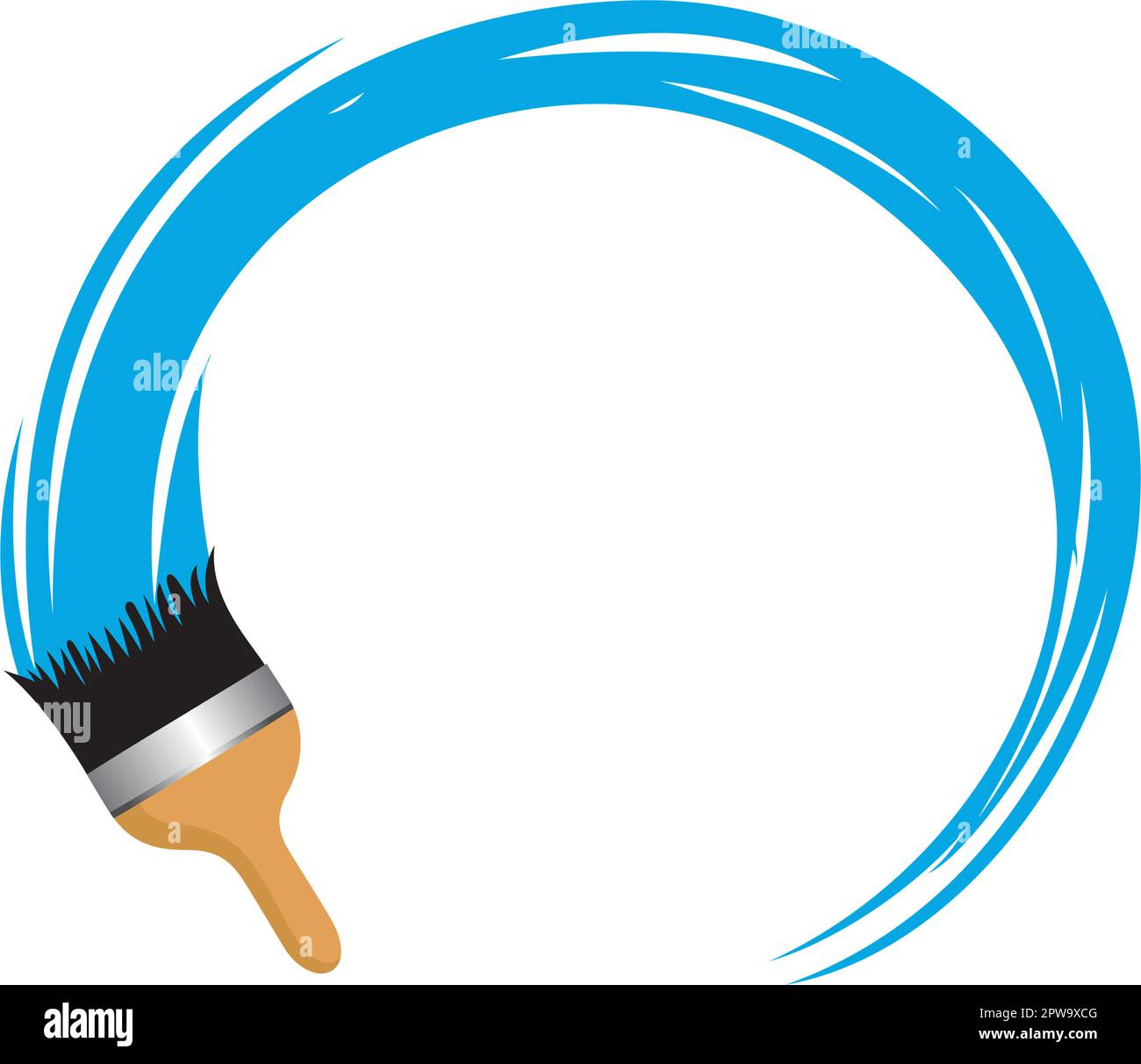 Paint Brush with Brushing the Paint visualization Illustration Stock Vector
