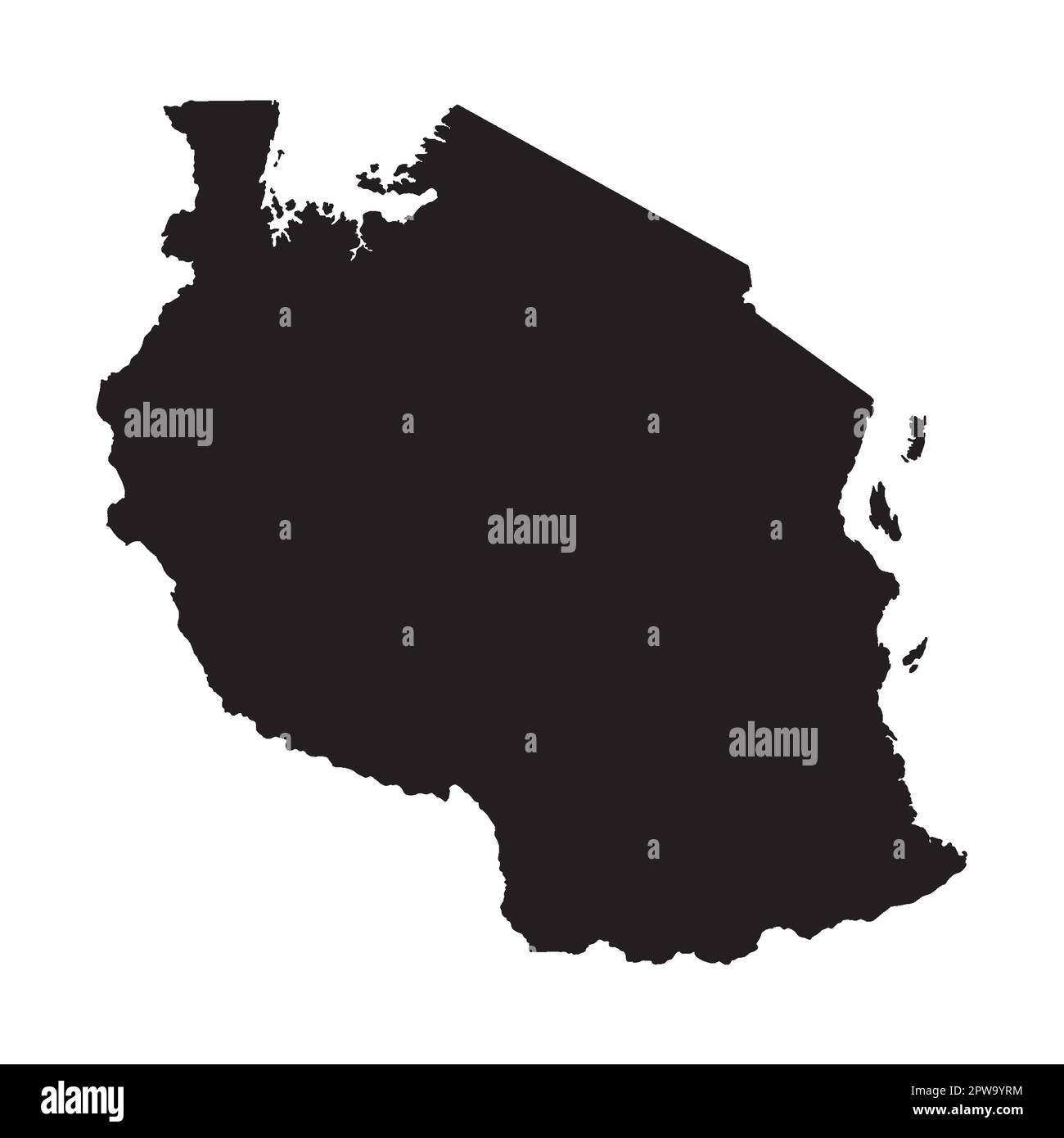 Tanzania Black Silhouette Map Stock Vector Image & Art - Alamy