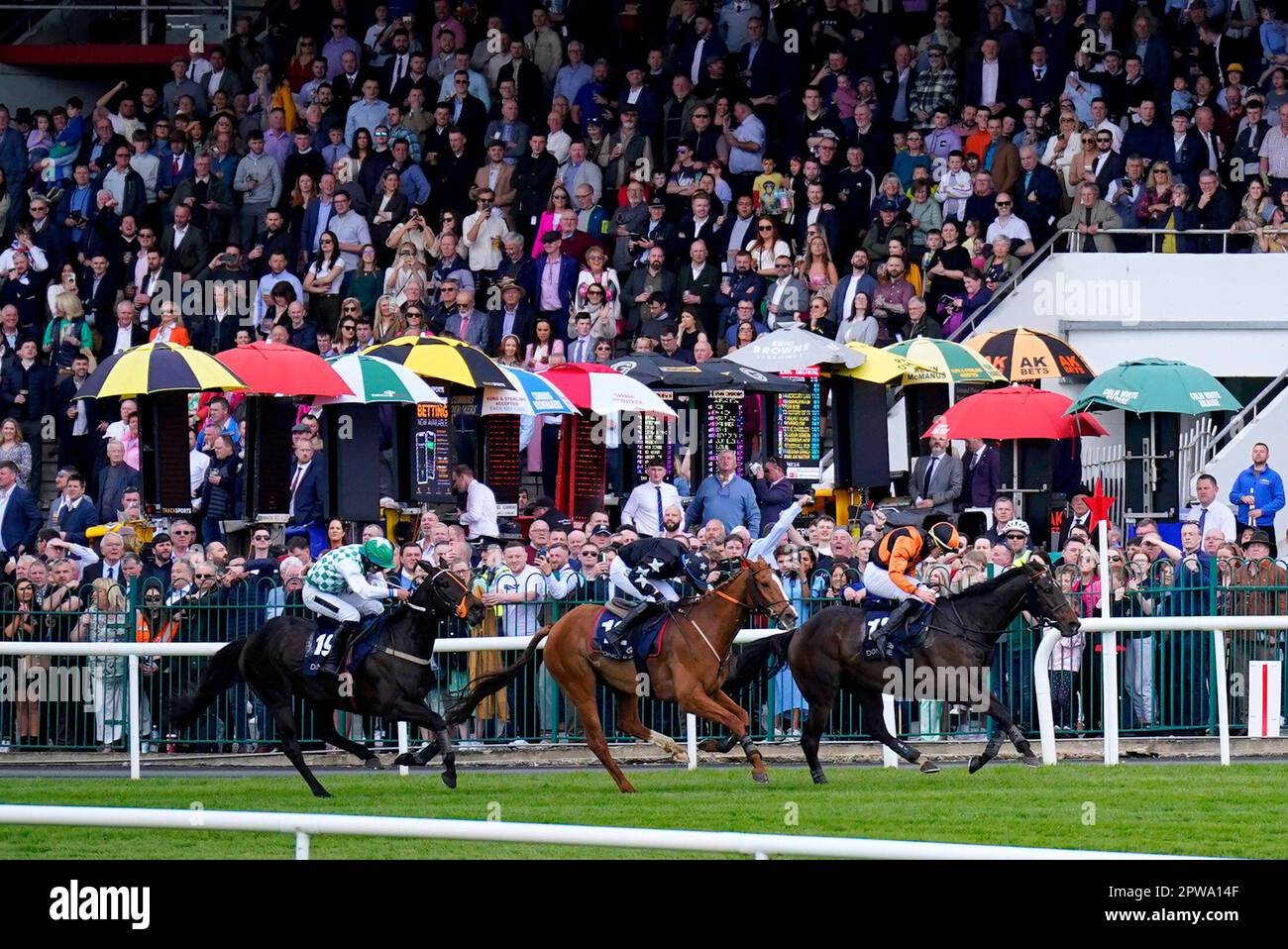 Subset ridden by Mr B T Stone (right) wins the Donohue Solutions Cross Country Chase during day