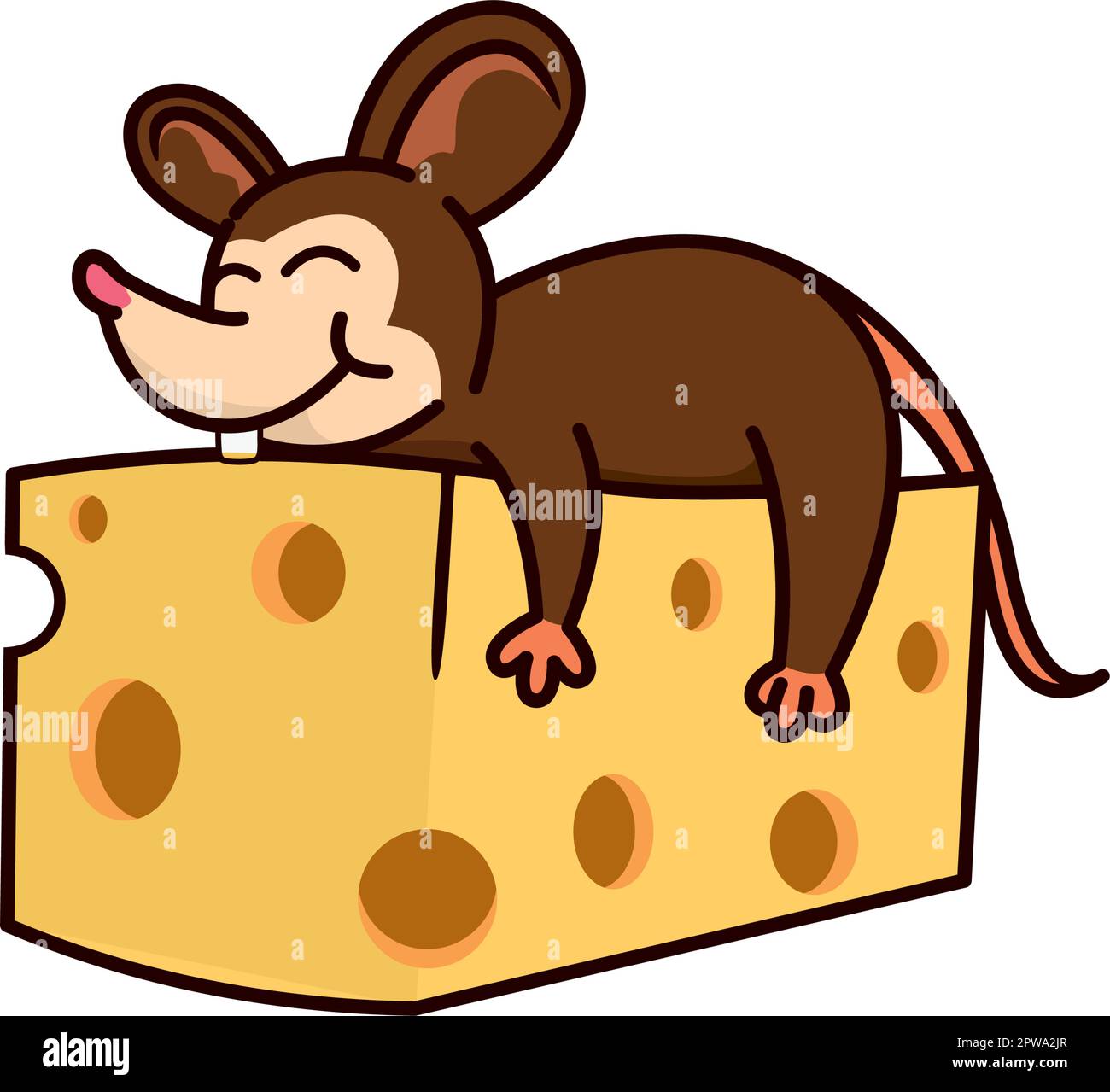 Cute and Sweet Mouse Hugging Cheese Illustration Stock Vector Image