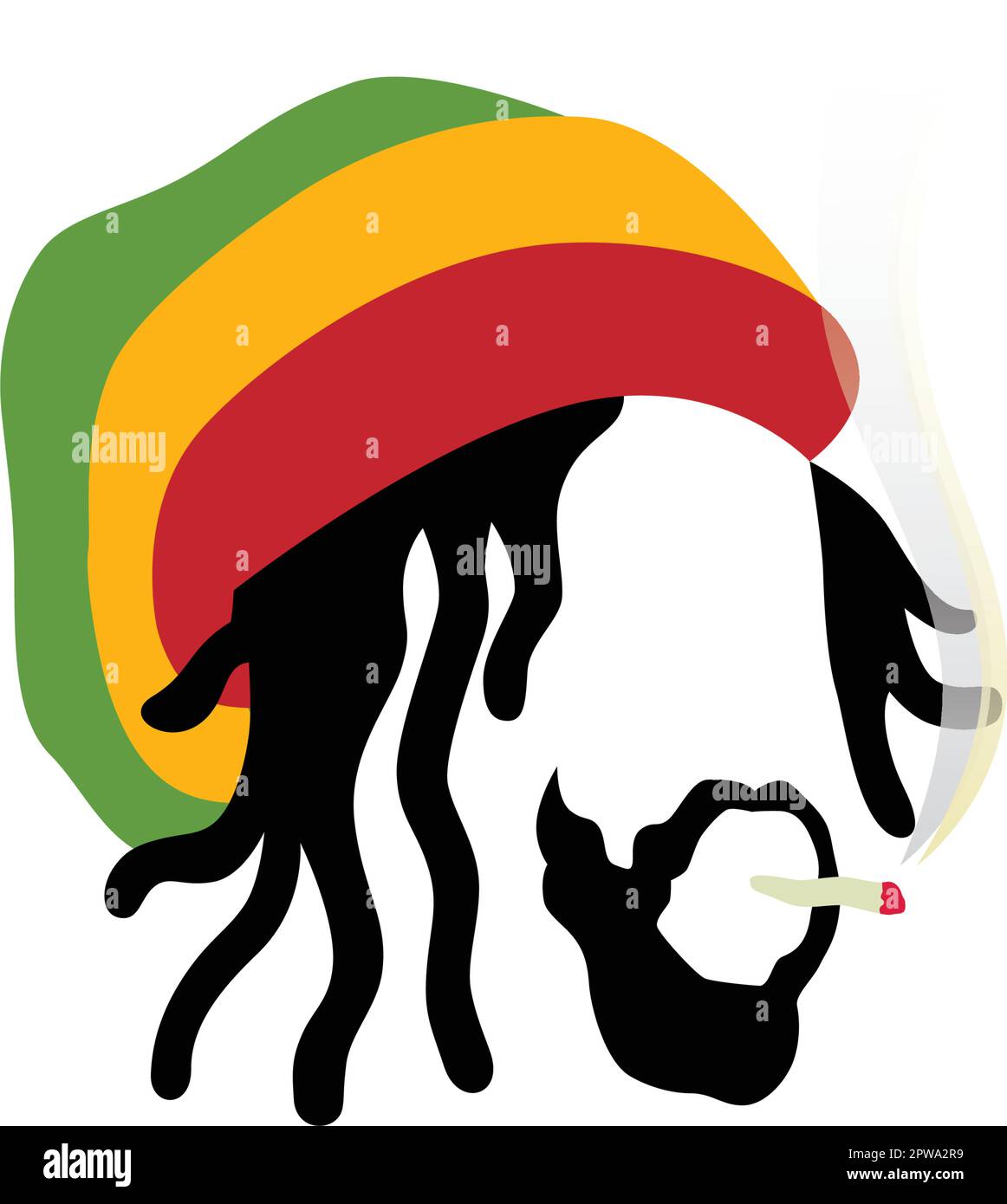 Rastafarian Symbol with a Man Smoking Weed Illustration Stock Vector