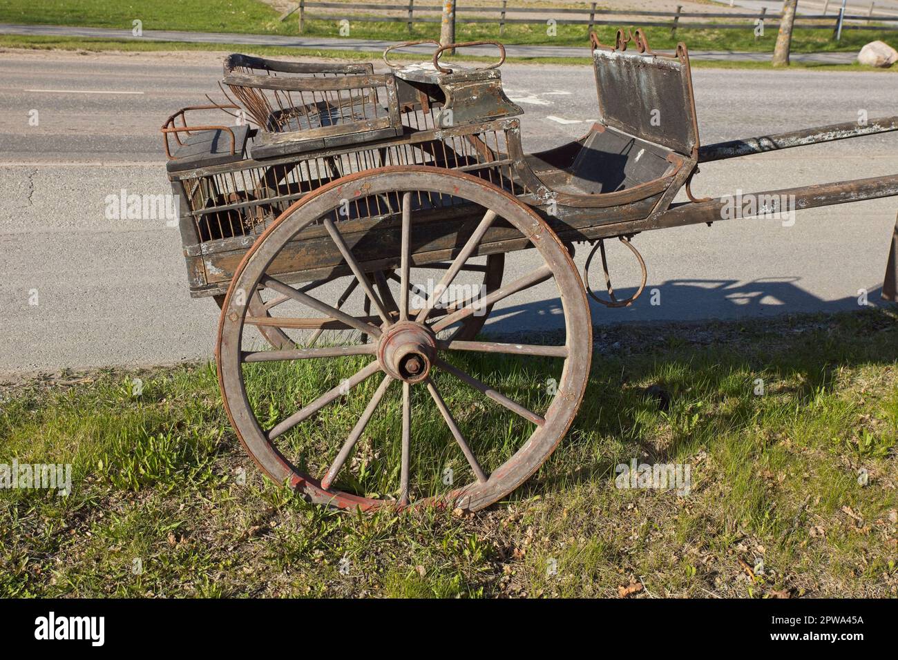 Old Wooden Two Wheeled Horse Wagon Used For Transportation Of Goods And