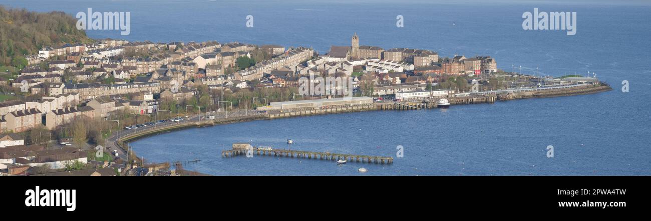 Gourock aerial view from Lyle Hill in Greenock, Inverclyde Stock Photo