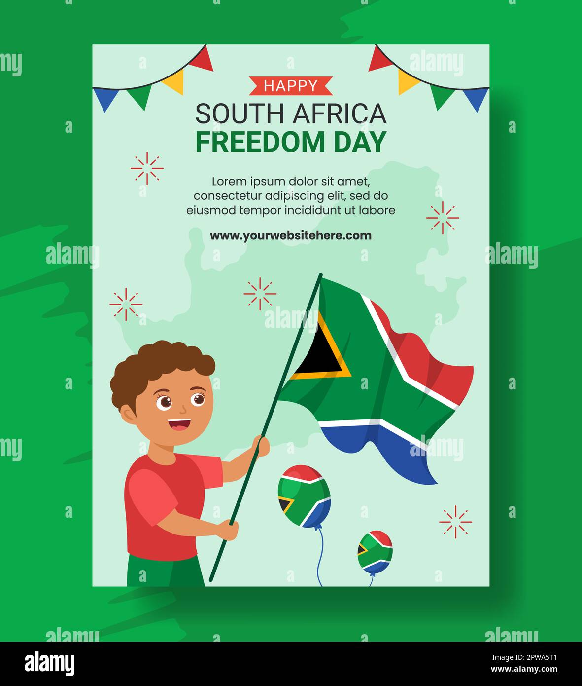 Happy South Africa Freedom Day Vertical Poster Cartoon Hand Drawn