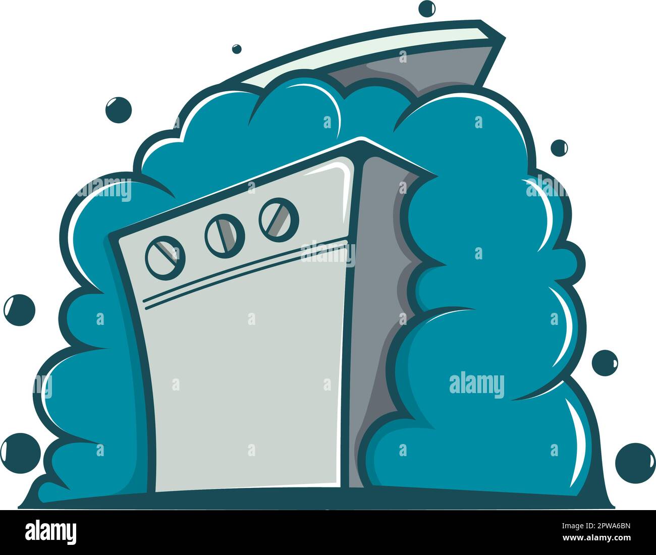 Laundry Symbolization with Washing Machine combined with Bubbles Stock Vector