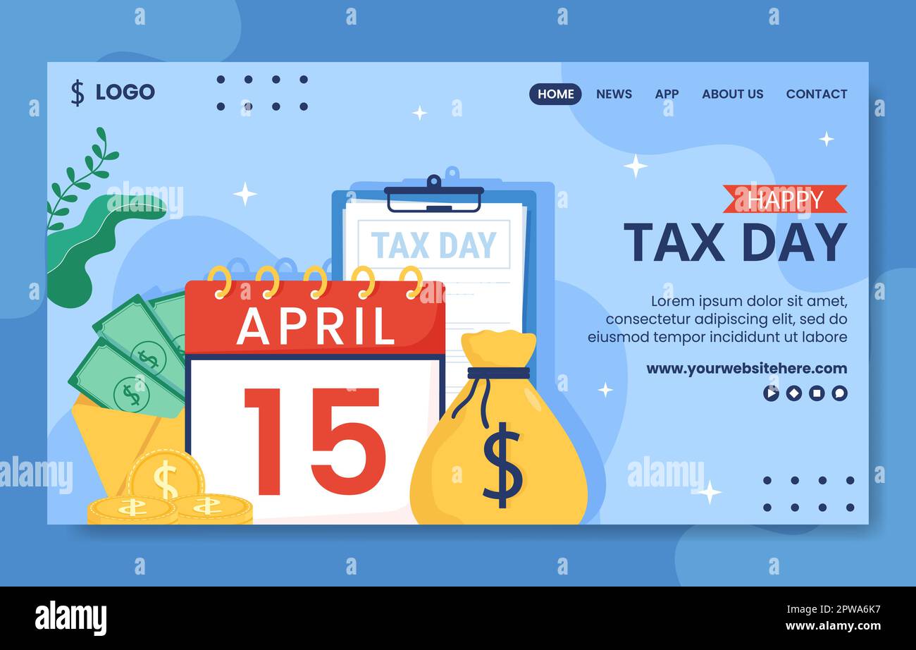 Tax Day Social Media Landing Page Hand Drawn Template Background  Illustration Stock Vector Image & Art - Alamy