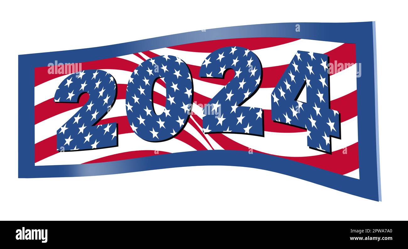 A waving stars and stripes banner denotes the 2025 presidential and
