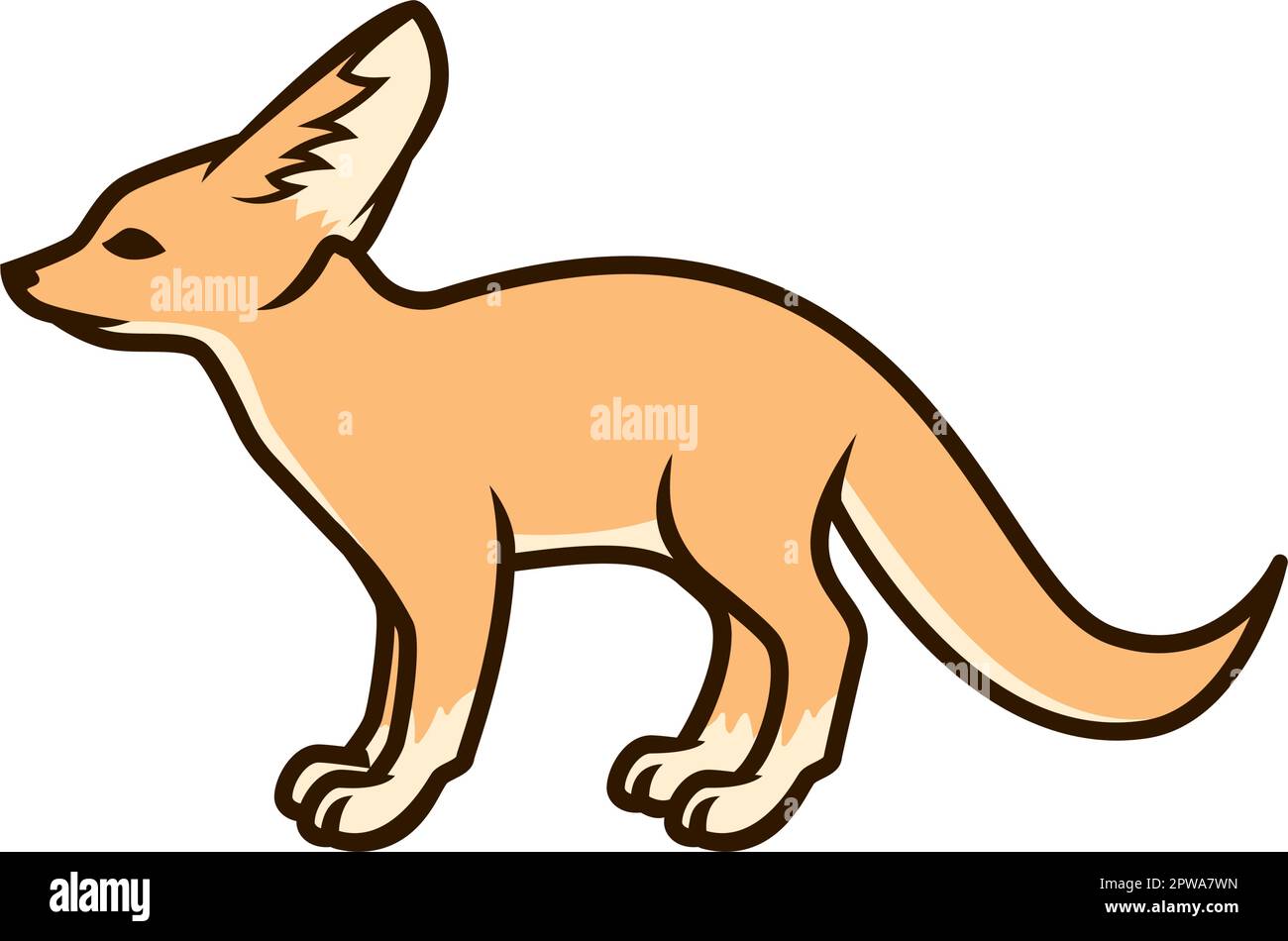 Fennec Fox with Standing Gesture Illustration Stock Vector