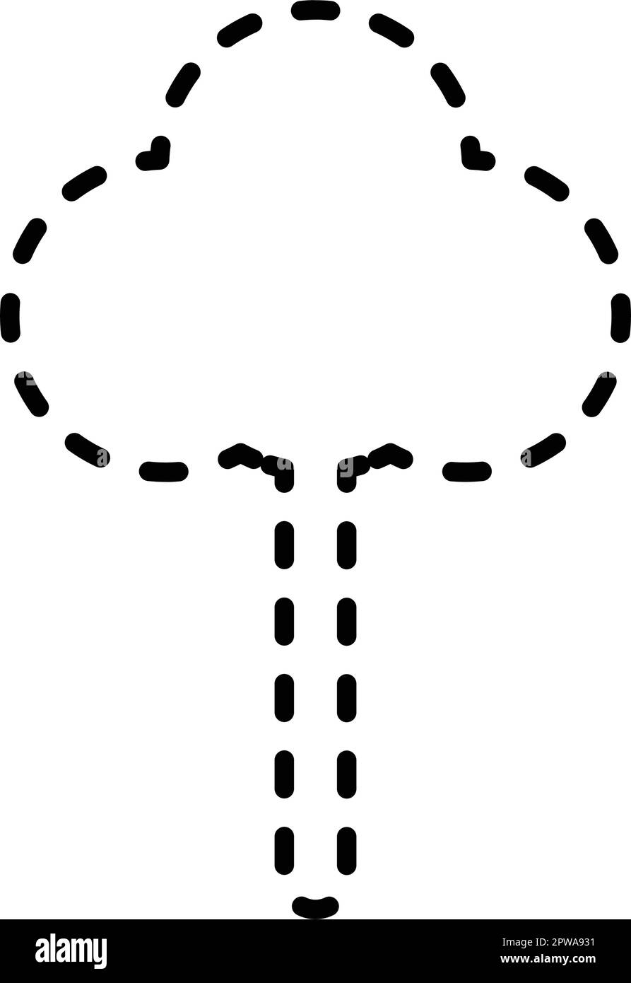 Tracing lines dotted tree outline shape for preschool and kindergarten