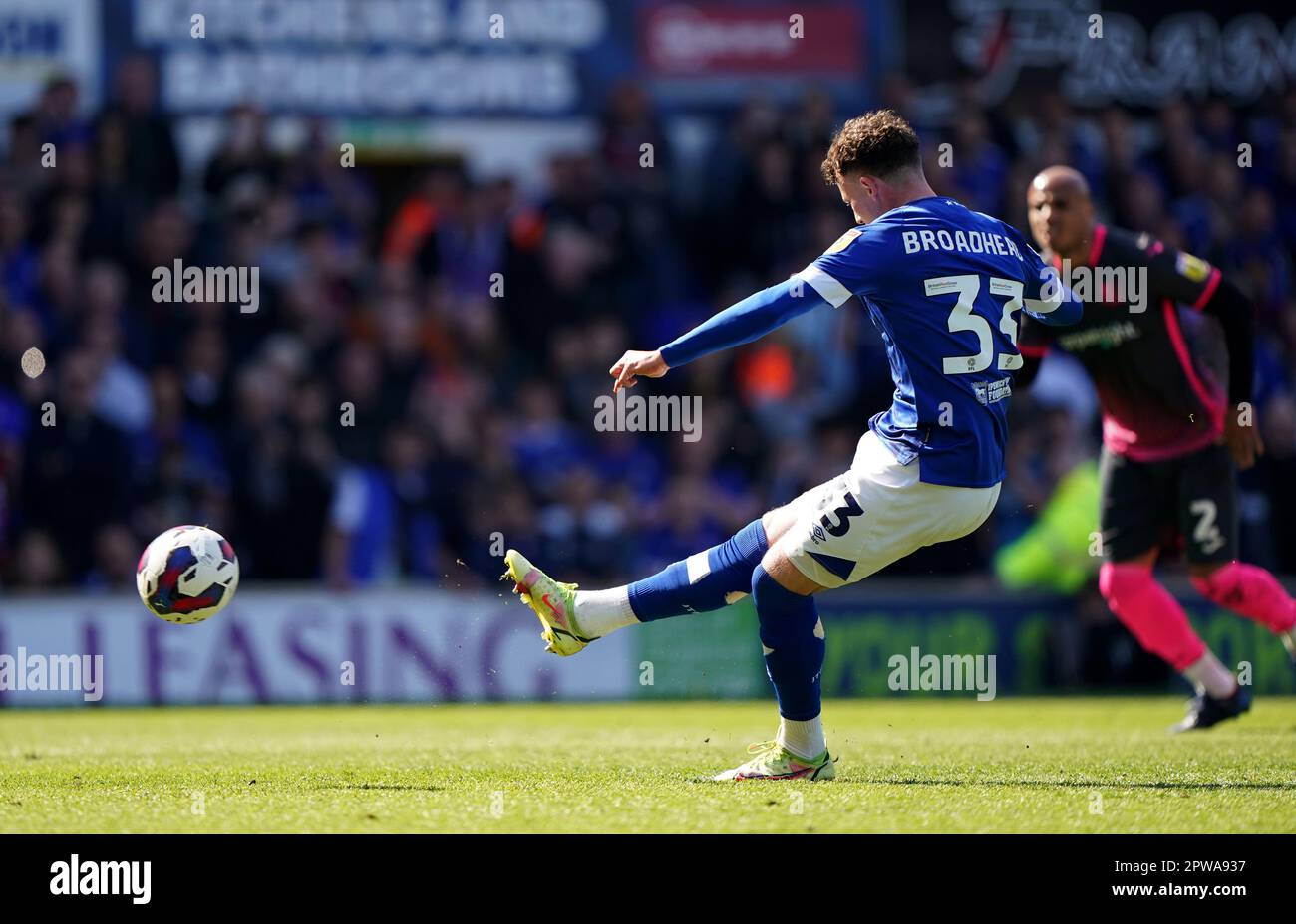 Ipswich Town's Nathan Broadhead scores their side's fourth goal of the game from the penalty