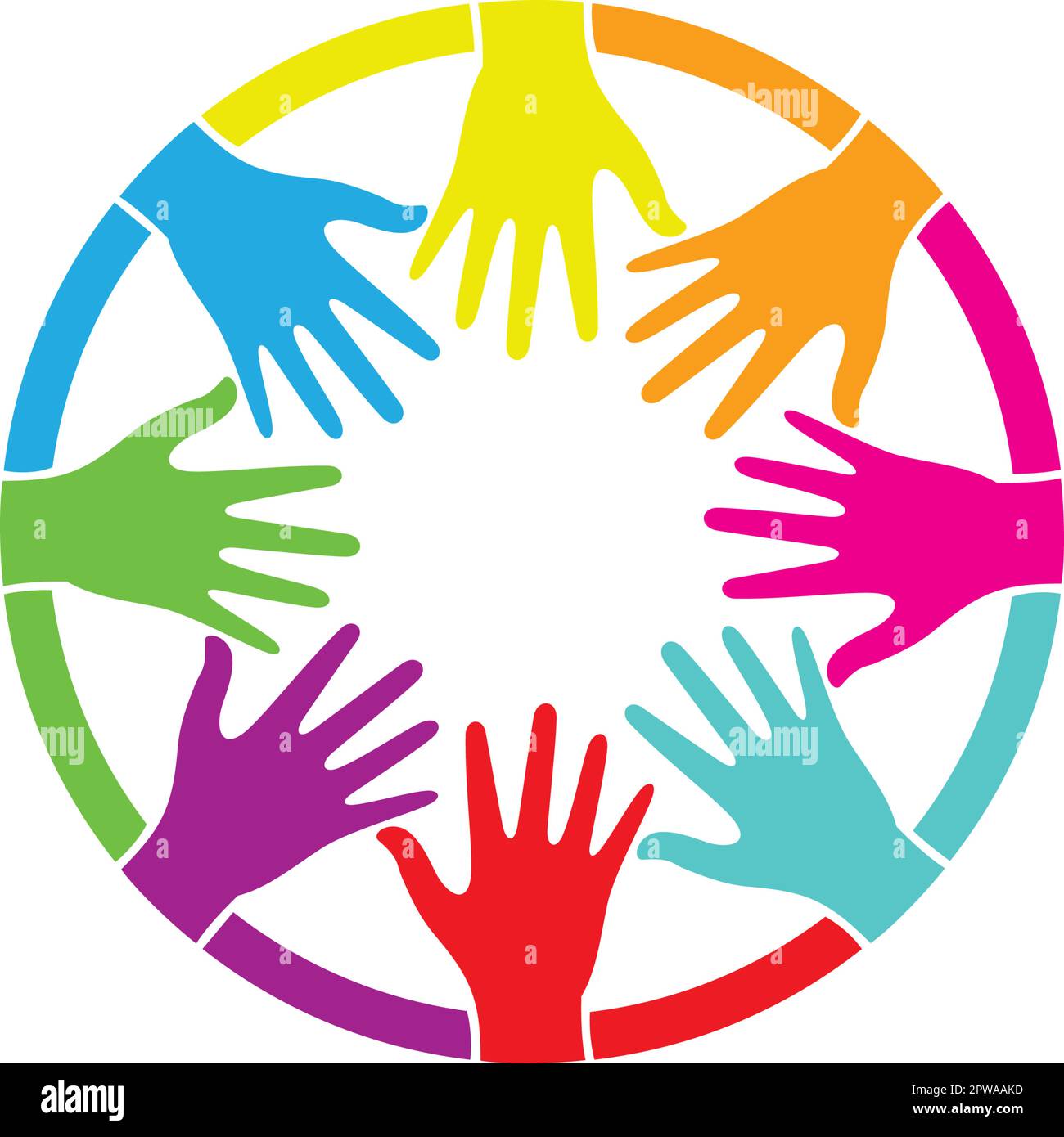 Group of Hands with Colorful Color Forming a Circle Shape Illustration Stock Vector