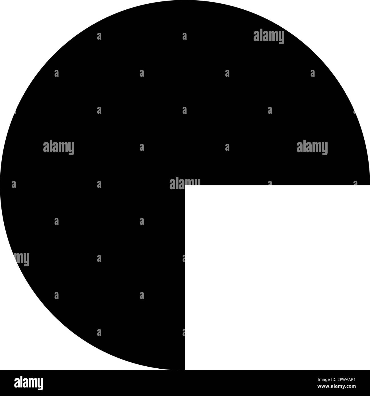 Part circle 3/4 three four icon black color vector illustration image ...