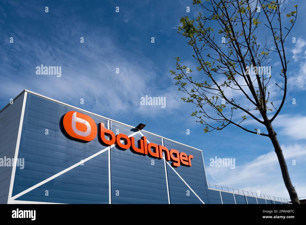 Exterior view of a Boulanger store, a French retail company specializing in computers, consumer electronics equipment and household appliances Stock Photo