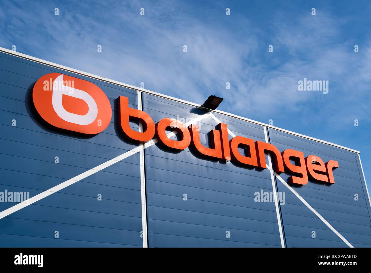 Exterior view of a Boulanger store, a French retail company specializing in computers, consumer electronics equipment and household appliances Stock Photo