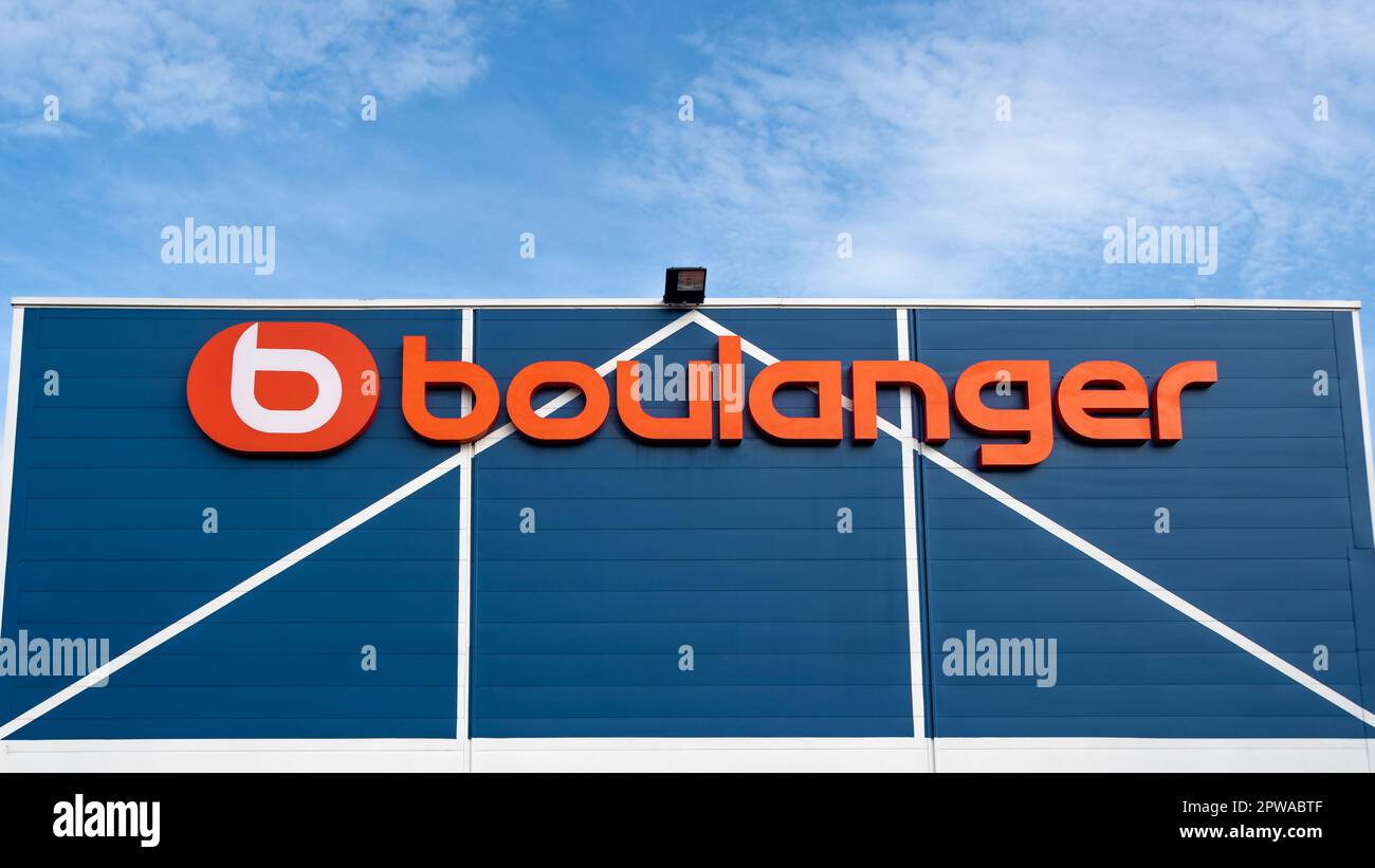 Exterior view of a Boulanger store, a French retail company specializing in computers, consumer electronics equipment and household appliances Stock Photo