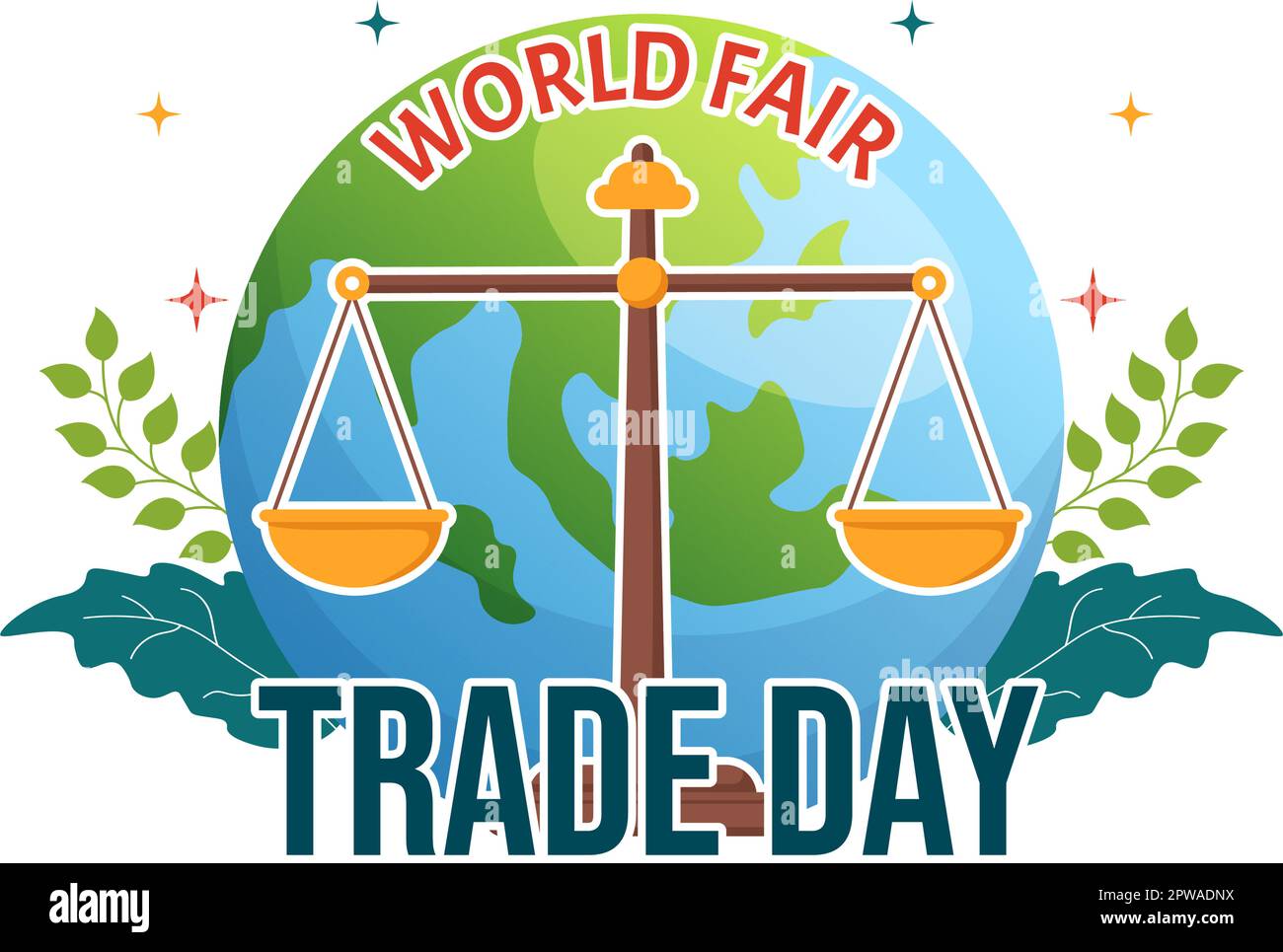 World Fair Trade Day Illustration with Scales Digitally, Climate