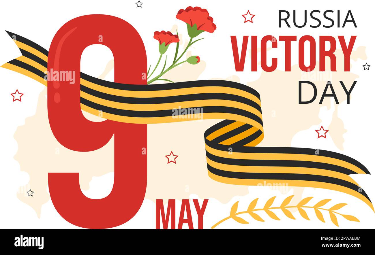 Russian Victory Day on May 9 Illustration with Medal Star Of The Hero and Great Patriotic War in Flat Cartoon Hand Drawn for Landing Page Templates Stock Vector
