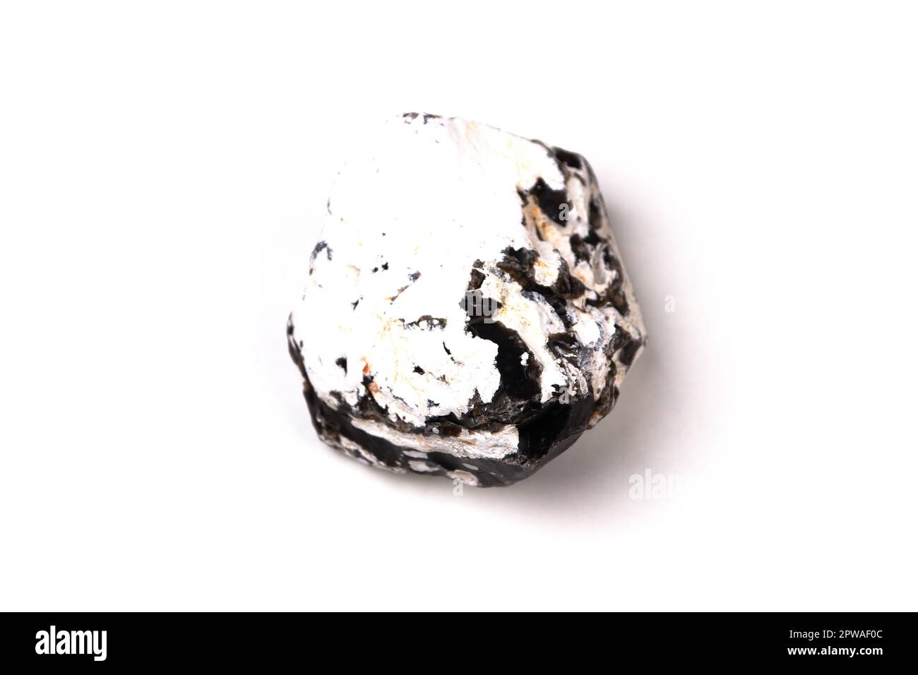 single black and white stone isolated on white background Stock Photo