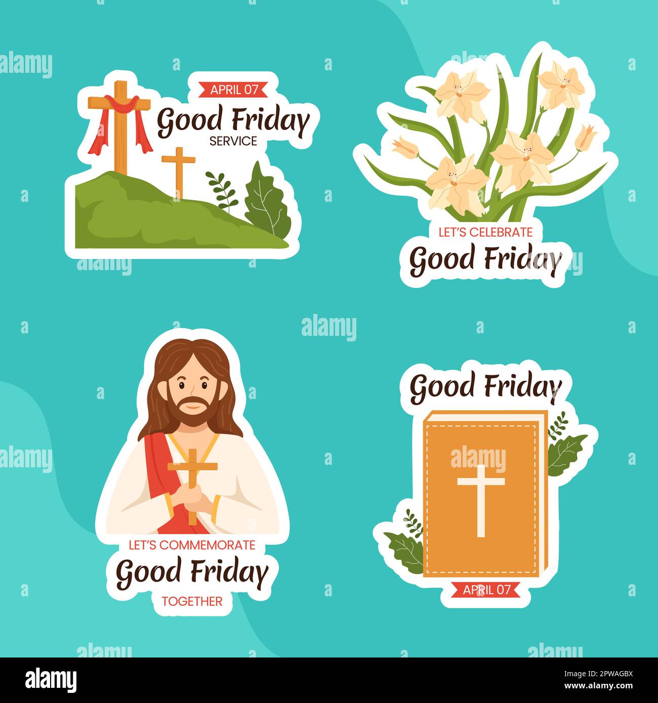 Happy Good Friday Label Flat Cartoon Hand Drawn Templates Background