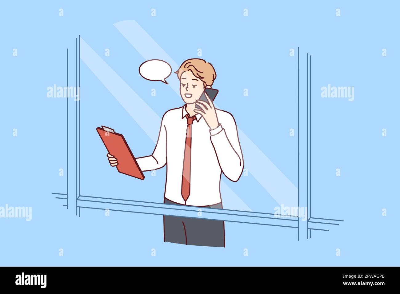 Successful businessman smartphone standing window Stock Vector Images ...