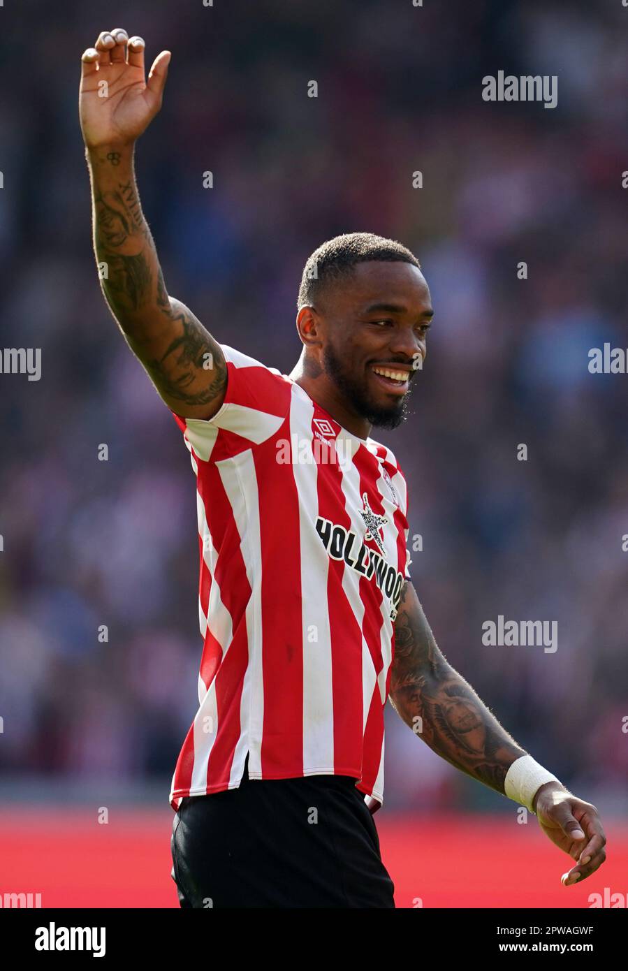 Brentford's Ivan Toney celebrates at the final whistle following the