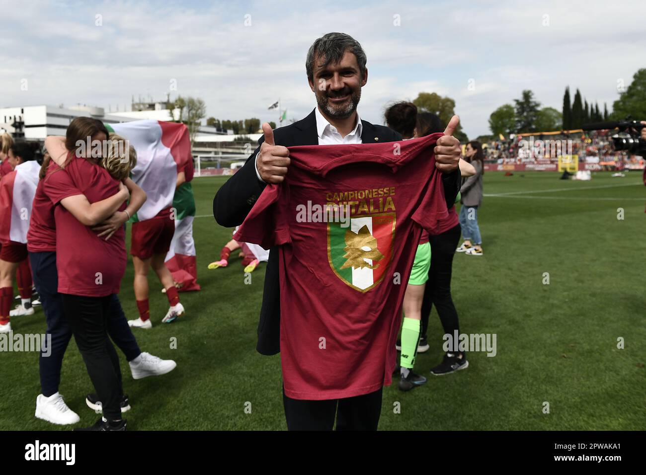 Alessandro Spugna coach of AS Roma Femminile e Thaisa De Moraes Rosa Moreno  (17) AS Roma Femminile during the Italian Football Championship League A  Women 2021/2022 match between Pomigliano Calcio Femminile vs