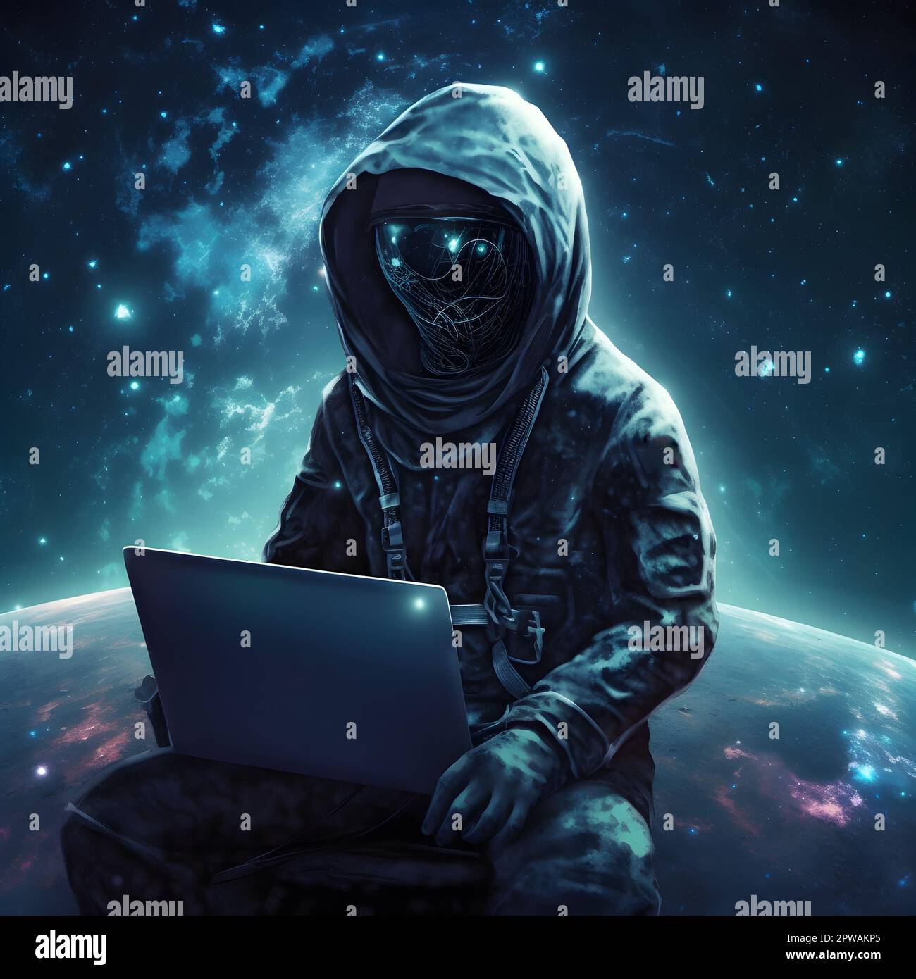 Anonymous robot hacker with hoodie. Concept of hacking cybersecurity,  cybercrime, cyberattack, dark web or black web, etc Stock Photo - Alamy