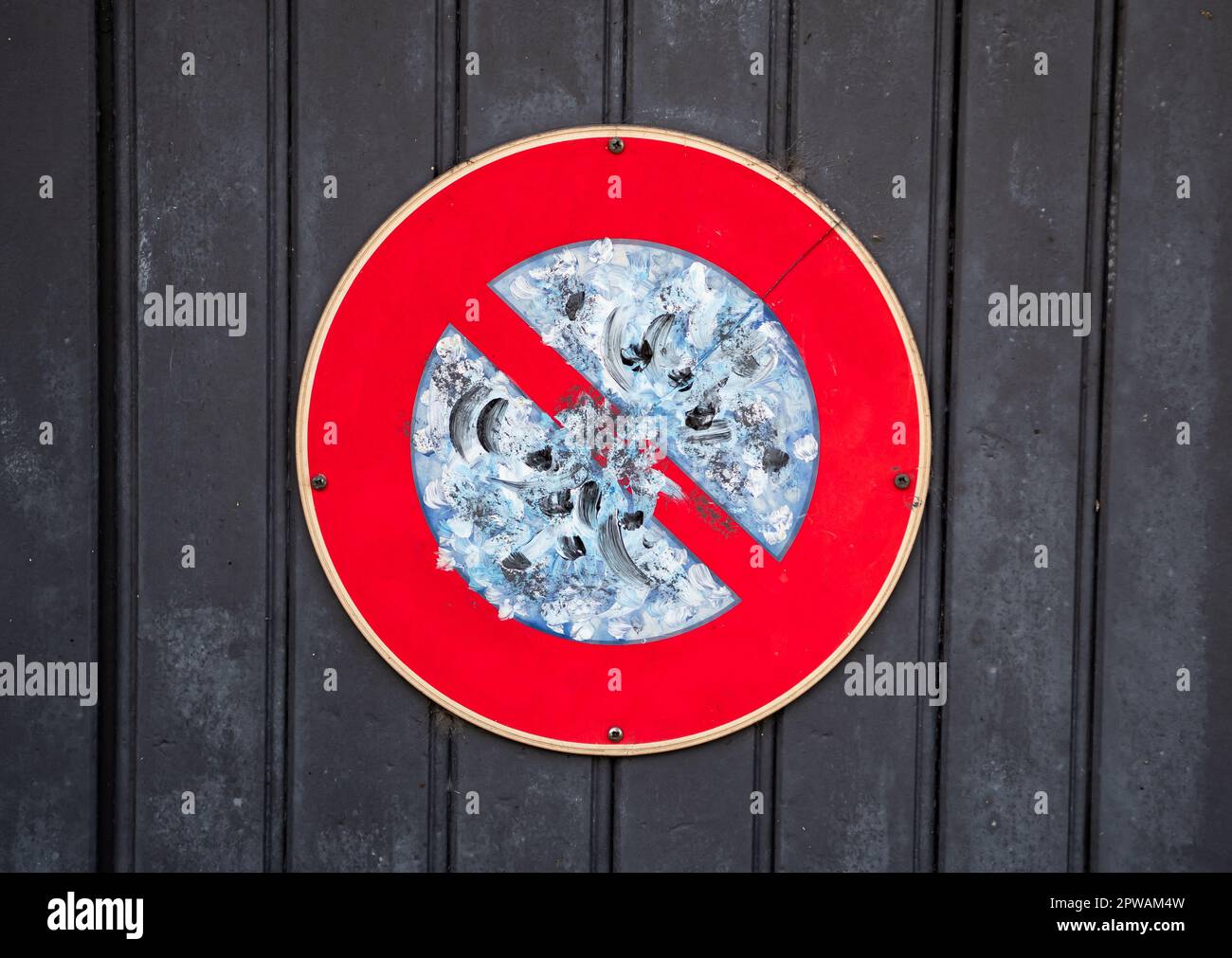 No Parking Traffic Sign With Artwork Stock Photo - Alamy
