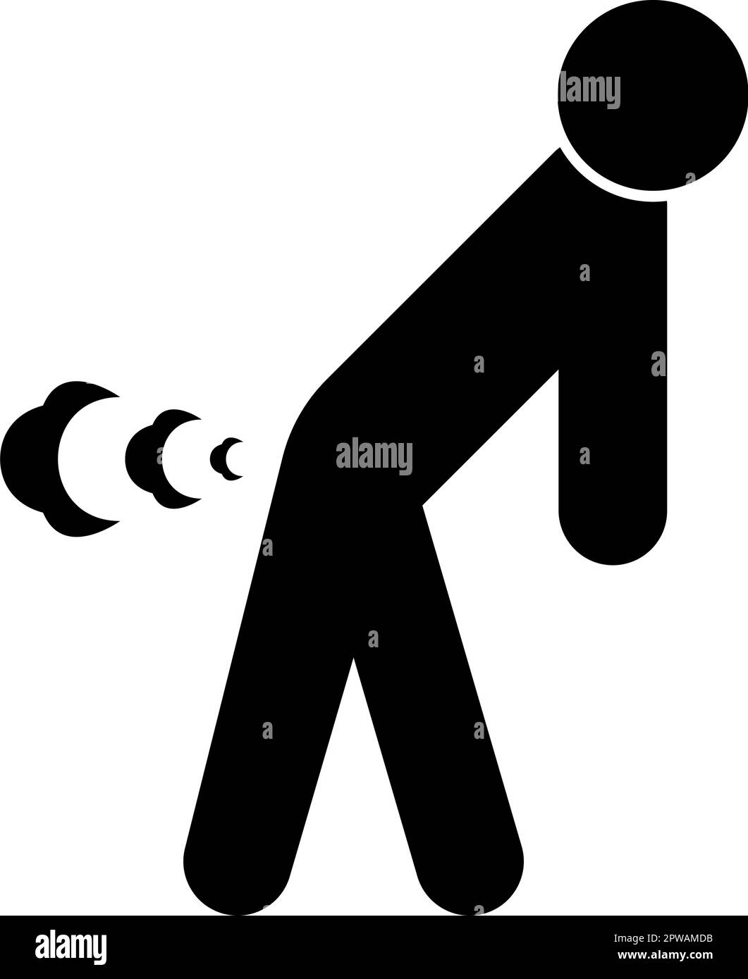 Man farts break wind farting bloating gas cloud stench bad smell flatulency icon black color