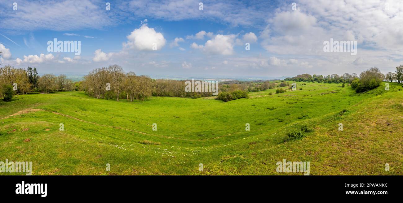 A panoramic view of Dover's Hill on the Cotswold Way near Chipping Campden, Gloucestershire, England Stock Photo