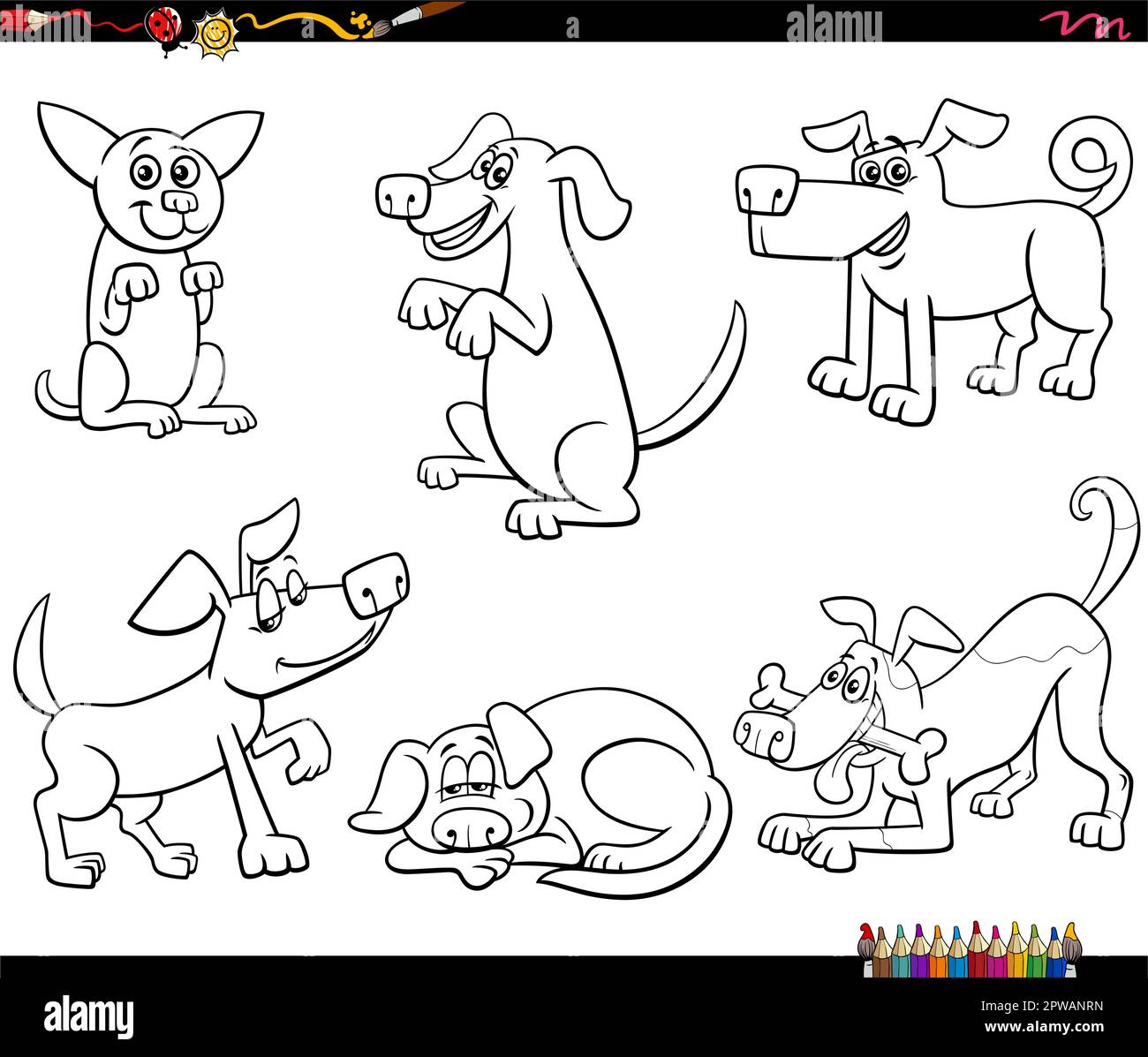 funny cartoon bears animal characters set coloring page Stock Vector