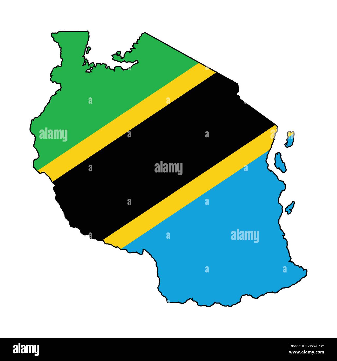 Tanzania Black Outline Silhouette Flag Map Stock Vector Image & Art - Alamy