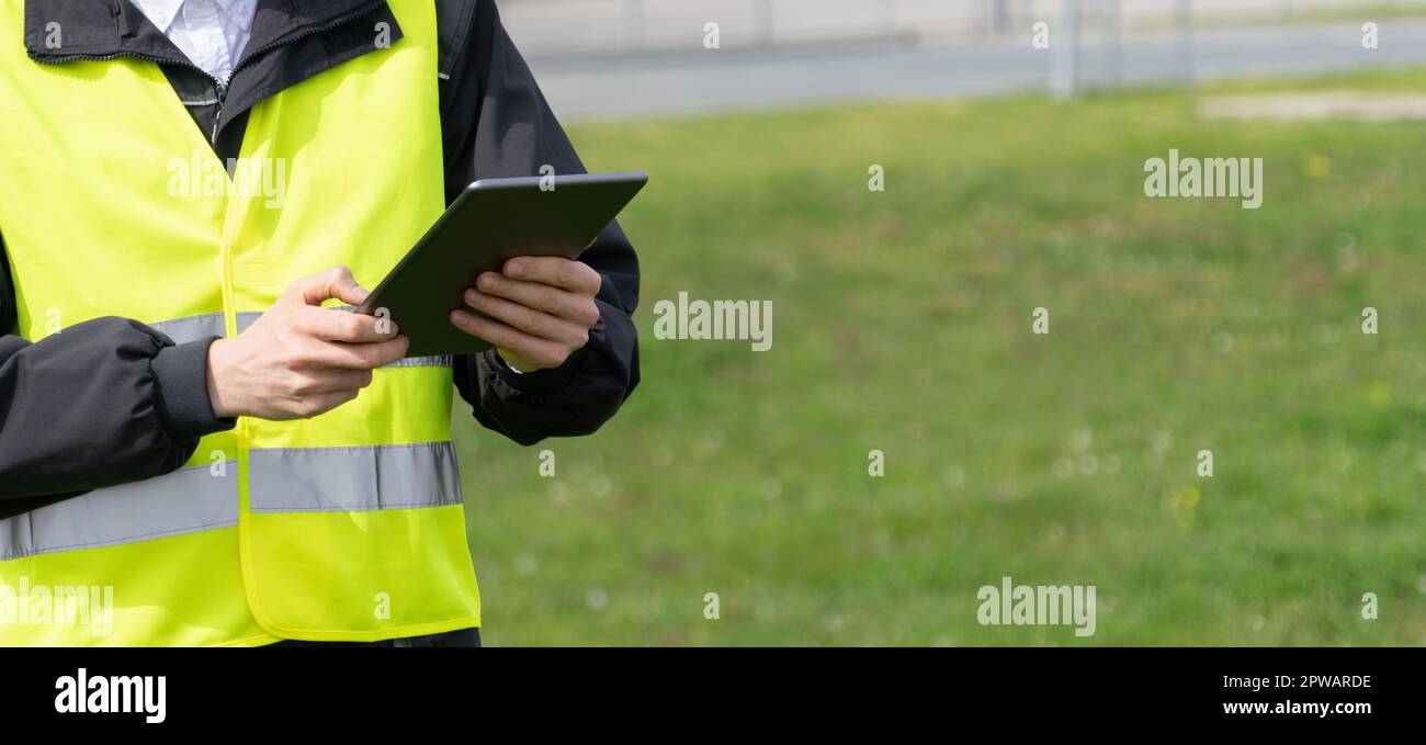 Engineer with digital tablet computer. High quality photo Stock Photo